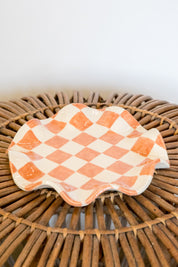 Terracotta Checkered Wavy Plate