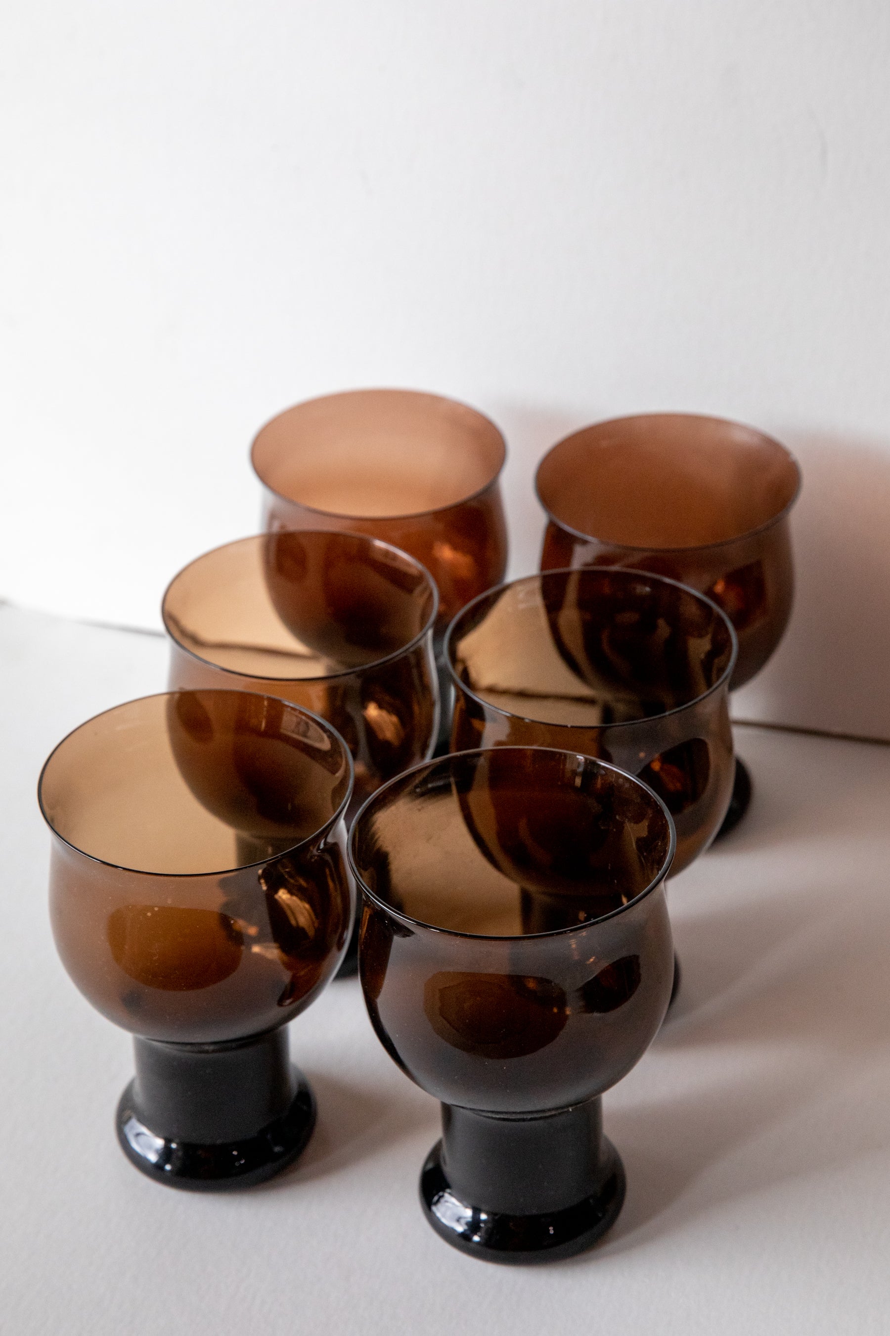 Brown Glass Goblet Set