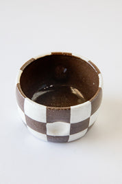 White + Chocolate Checkered Dimple Cup