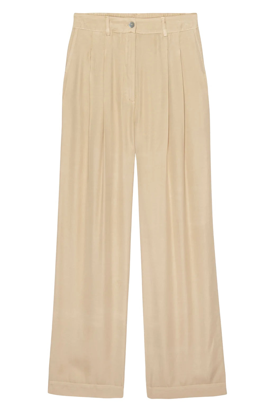 Oat Silky Pleated Trouser