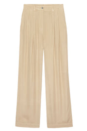 Oat Silky Pleated Trouser