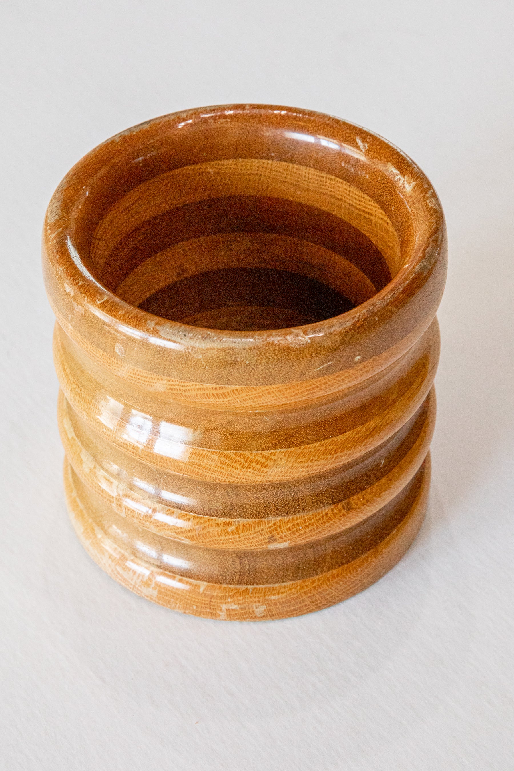 Ribbed Wood Utensil Holder