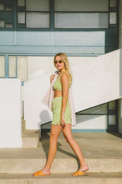 Lime Waffle Henley Short