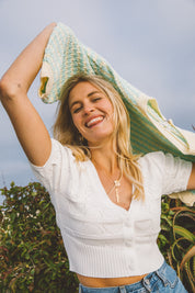 White Neve Crop Cardigan