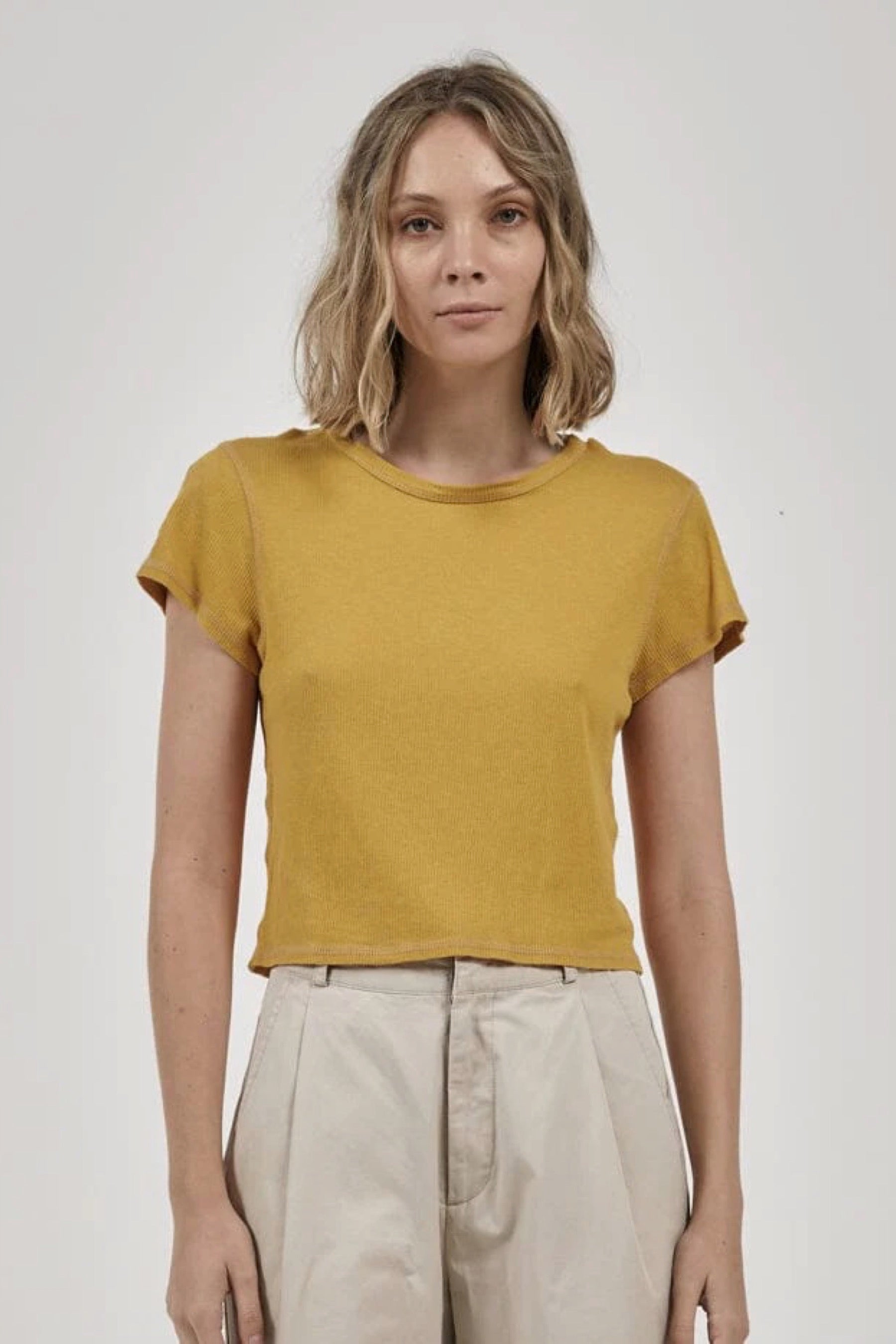 Mineral Yellow Rib Micro Tee